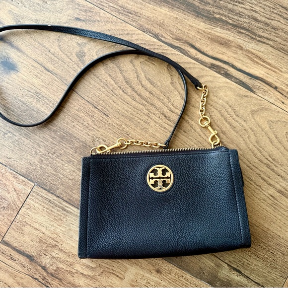 Tory Burch Carson Top Zip black Leather Crossbody - Picture 3 of 6